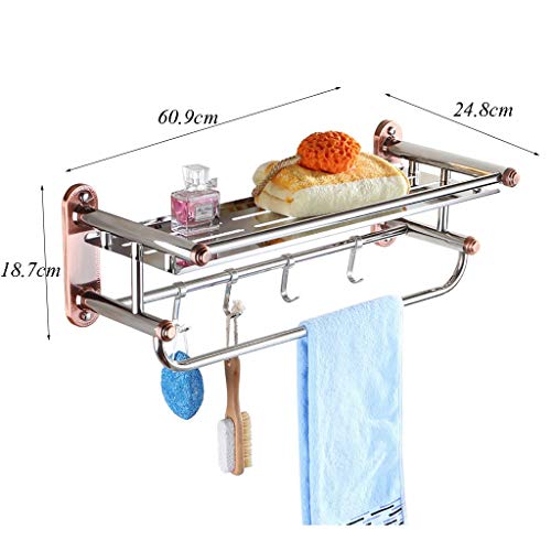 Preisvergleich Produktbild O&YQ Bad- / Küchenzubehör Edelstahl-Handtuchhalter mit Multi-Handtuchhalter Faltbare Doppelwand-Handtuchhalter mit Haken