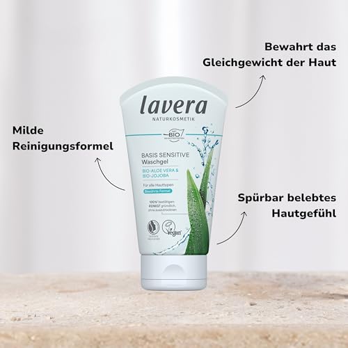 lavera basis sensitiv Waschgel Bio Aloe Vera & Jojoba ∙ Belebt & erfrischt ∙ Vegan Bio Pflanzenwirkstoffe Naturkosmetik Natural & innovative Gesichtsreinigung ,125 ml (1er Pack)