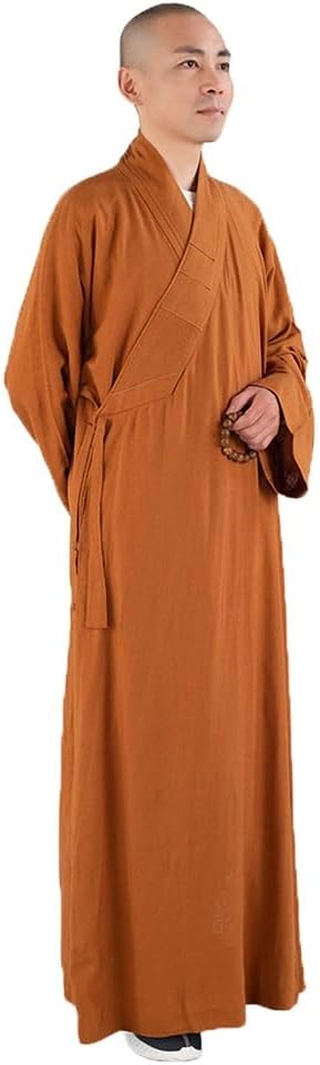 Men's Monk Robe Spring Summer Traditional Buddhist Meditation Monk Clothes Women's Comfortable Breathable Prayer Outfit ﻿(Yellow,XL)