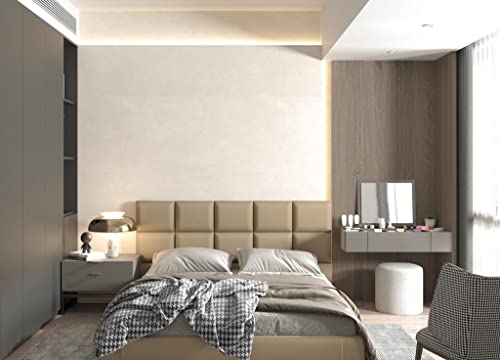 Am Dekor Panel Headboard, Horizontal Upholstered Panels, Elegant And Modern, Peel And Stick, Easy Assemble, 15.7 In X 11.4 In (Beige, King/Cal.king) #TOP5