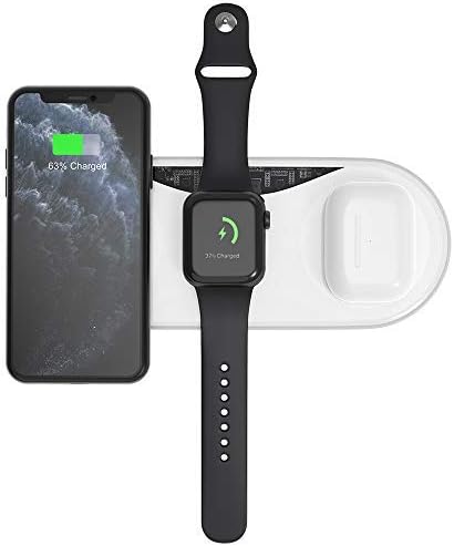 UUTO Wireless Charger, 3 in 1 Qi-Certified Fast Wireless Charging Pad for iPhone 13 12 11 Pro/Pro Max/Mini/X/XS/XR/XS Max/8/8 Plus/SE 2/Samsung Phone, AirPods 2/Pro, iWatch (No QC 3.0 Adapter)