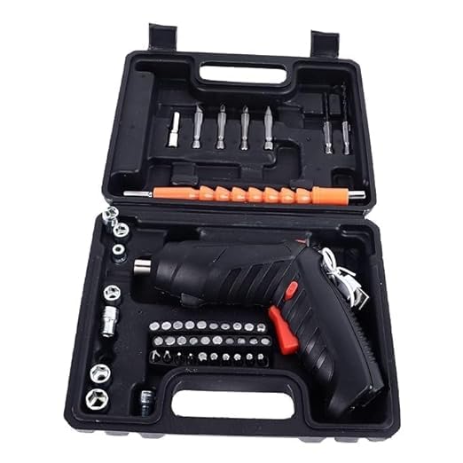 Image of 47 Pcs Rechargeable Electric Screwdriver Set With Torque Control, LED Light, Multi-Bit Accessories & Storage Case For Home, DIY Or Professional Repair Work