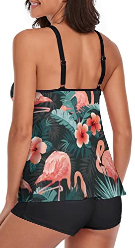 Omichic Women's Loose Tankini Top With Boyshorts Two Piece Tummy Control Tankinis Swimsuit #TOP2