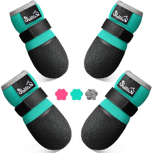 Eyein Hundeschuhe Pfotenschutz, Atmungsaktive & rutschfeste Hundesocken für Hartholzböden und heiße Sommerböden, reflektierender Hundeschuhe mit Klettverschluss für Spaziergänge im Freien (Grün, 8) Eyein Hundeschuhe Pfotenschutz, Atmungsaktive & rutschfeste Hundesocken für Hartholzböden und heiße Sommerböden, reflektierender Hundeschuhe mit Klettverschluss für Spaziergänge im Freien (Grün, 8)