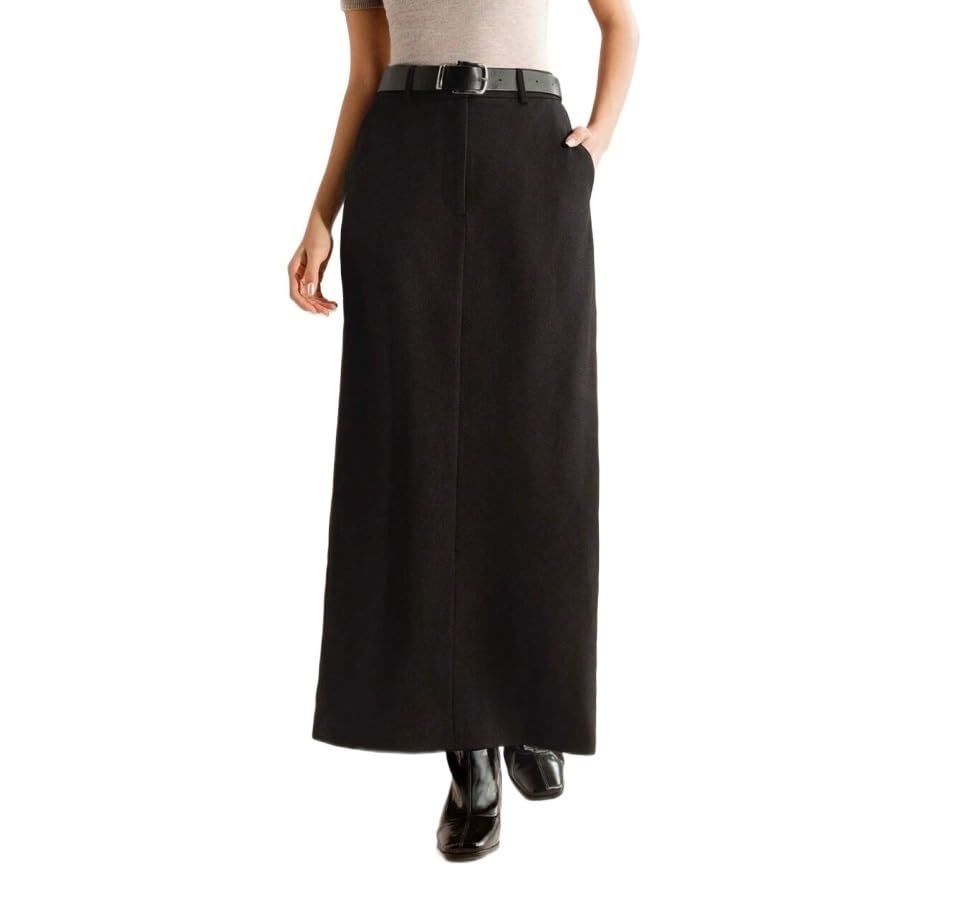 Womens Trendy Skirt Pocket High Waist Maxi Skirt Fall Clothing