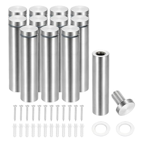 Image of PATIKIL 3 /4 inch x 3.2 inch Standoff Screws, 12 Pack Stainless Steel Wall Mount Sign Standoffs Mounting Hardware Advertising Nail for Hanging Acrylic Picture Frame, Silver