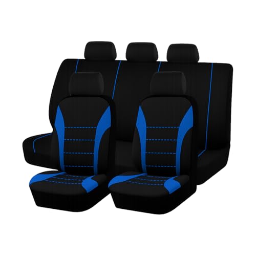 TNAIYH Polyester Full Car Seat Cover Set with Sponge Padding, Blue/Black