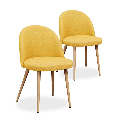 INTENSE DECO Lot de 2 chaises scandinaves Cecilia Tissu Jaune