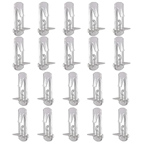 Foitech (20Pcs) Shelf Support Peg,Locking Shelf Pins Pegs, 10X5mm & 10X8mm, 3/4 Inch Thickness Shelf, Clear Plastic Cabinet Shelf Pins,Easy Installation, Wooden Shelf Support Bracket (2 Styles)
