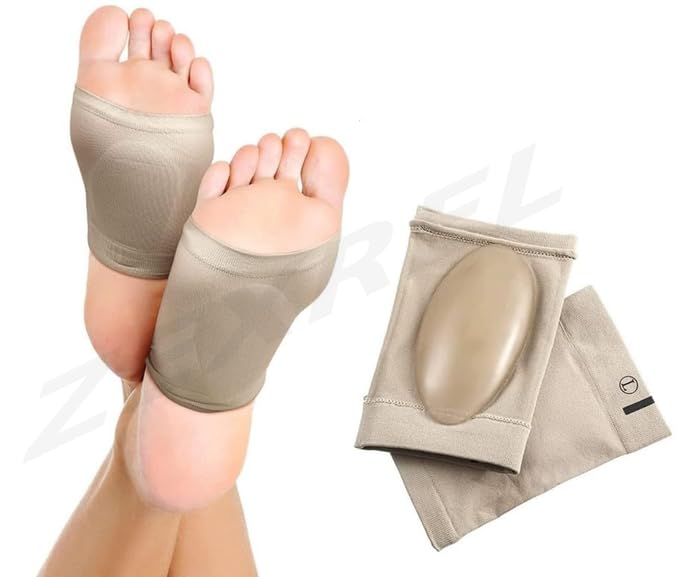 Image of Flat Foot Arch Support for Men & Women | Medial Arch Support for Flat Feet Correction Sleeve with Cushion | Plantar Fasciitis Leg Foot Pain Relief Product | Free Size | For Orthopaedic Shoes Slippers Foot Arch Socks (Flat Foot)