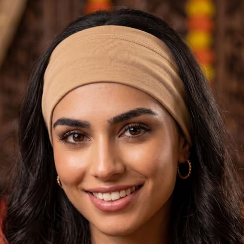 Image of XFYT Gym Workout Sports Yoga Hairband | Soft Sweat Absorbent Stylish Stretchable Headband (Vanilla Beige)