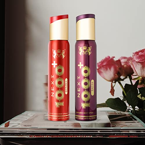 Image of NEXT 1000+ RUMBA AND SALSA Combo of 2 NO GAS Deodorants 150ml Each | Pack of 2 Deo | Strong & Long Lasting Deo for Men and Women | Fresh & Authentic Fragrance