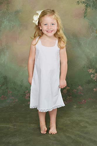 Girls Cotton Full Slip for Under Dresses Sleeveless with bottom lace trim 100% Cotton No Cling2