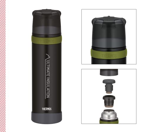 Foto von THERMOS MOUNTAIN BEVERAGE BOTTLE 0,9l, black, Thermosflasche Edelstahl mit Trinkbecher, 24 h heiß / 24 h kalt, leichte Outdoorflasche, robust, zerlegbarer Verschluss, BPA-frei