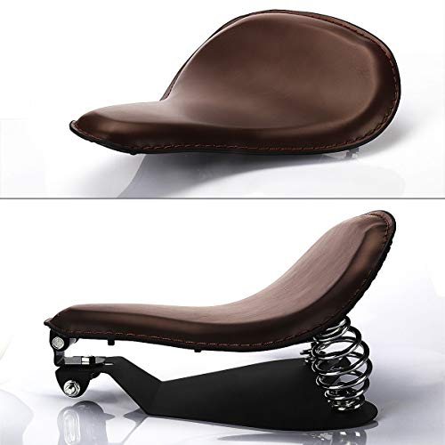 LKV 13.38" Motorcycle Solo Driver Seat Leather Cushion with Seatbase Spring Bracket Kits Replacement for Harley Davidson Sportster XL 1200 883 48 Chopper Bobber Seats Custom