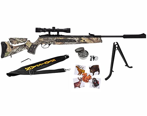 Wearable4U Hatsan Model 125SN Spring Sniper Camo Combo .22 Cal Air Rifle with Included 100x Paper Targets and 250x .22cal Pellets Bundle