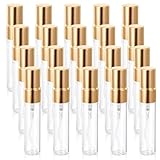 20 Pack 5ml Glass Perfume Bottle Decant Bottles Gold Mini Spray Bottles Small Glass Perfume Spray Bottles Tiny Spray Bottle Refillable Mini Sample Bottle Atomizer Mist Travel Sprayer
