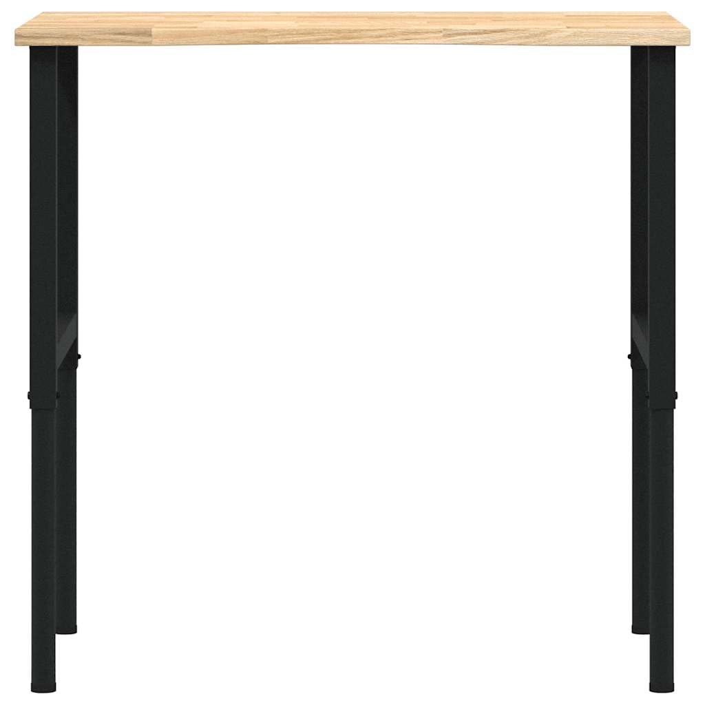 Banco de trabajo de madera maciza de roble 100 x 60 x (71,5 – 98) cm con estructura de metal pulverizado, altura regulable para taller, hobby, garaje, con gran placa de madera y práctico
