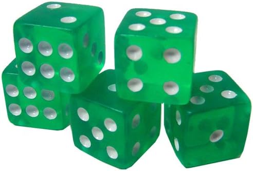Set of 10 Translucent 19mm Casino/Game Dice - Great for Most Games! (GREEN)