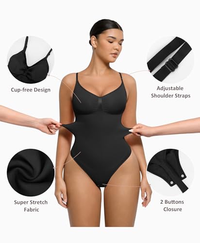 FeelinGirl Shapewear Bodysuit for Women Tummy Control Seamless Sculpting Snatched Waist Body Suit Body Shaper Thong4