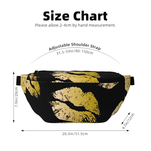 Sac banane de course pour running avec motif lèvres dorées