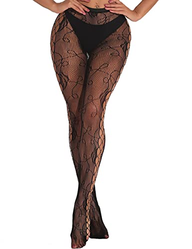 Niuaidu Women's Mesh Fishnet Sparkle Rhinestone Tights Stockings High Waist Sheer Pantyhose