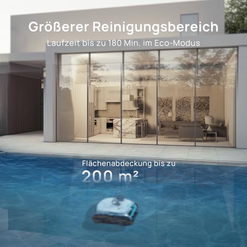 WYBOT (Neues Modell) C2 Vision-A Kabelloser Poolroboter Akku mit KI-Kamera, 8 Modi, starker Saugkraft, Dual-Filter, Wasserlinie, Poolroboter Akku Wand und Boden, App-Steuerung-Weiß