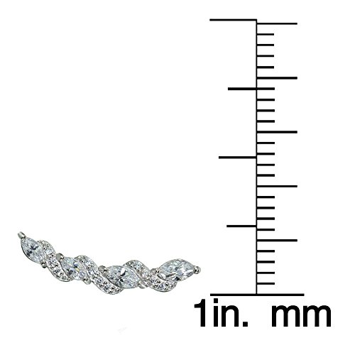 Sterling Silver Cubic Zirconia Twist Crawler Climber Hook Earrings4