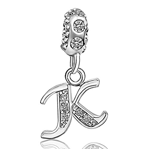 JMQJewelry K Initials Alphabet Letter Dangle Charms for Bracelets Wife Mom Sister Gifts