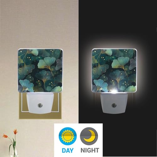 Lámpara nocturna con sensor de luz y diseño hojas de ginkgo miniatura 4