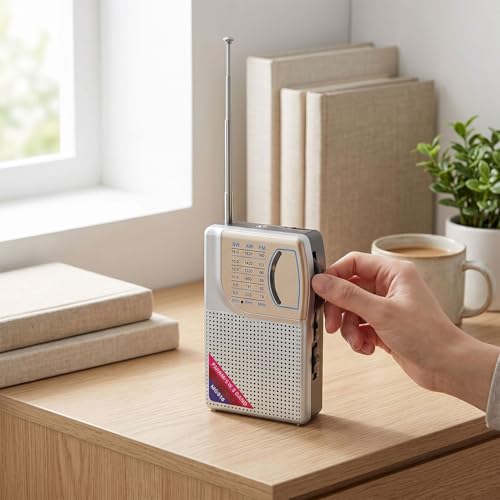 Radio portátil AM FM SW con antena y batería recargable miniatura 5