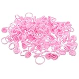 SOESFOUFU 100 Tasses Annulaires de Tatouage Rose, Conteneurs à Pigments pour Maquillage de Cils, Porte-colle Pratique, Lot de 100 Pièces, Accessoires pour Extension de Cils et Coloration