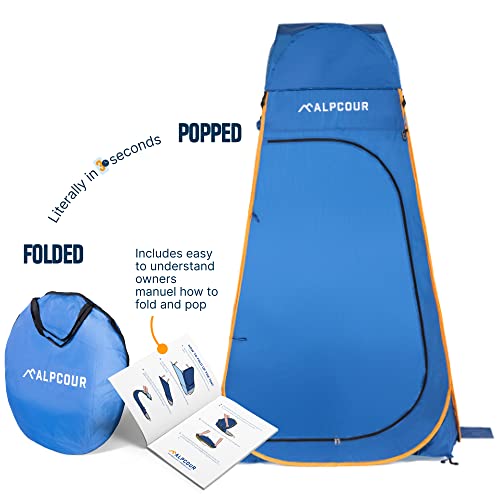 Alpcour Portable Pop Up Tent – Privacy Tent For Portable Toilet, Shower And Changing Room For Camping And Outdoors – Spacious, Extra Tall And Waterproof With Utility Accessories - Sturdy And Easy Fold #TOP2