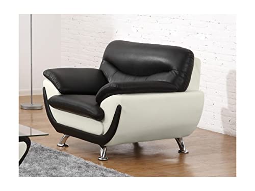 Vente-unique - Fauteuil en Simili Indice - Bicolore Noir et Ivoire