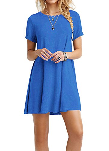 Image of TOPONSKY Women's Casual Plain Simple Loose Flowy Short-Sleeve T-Shirt Dress