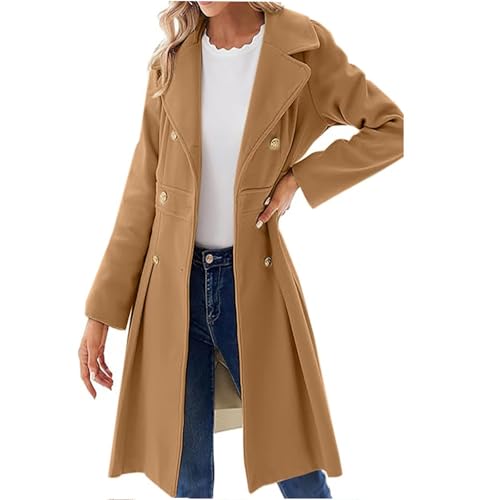 Manteau mi-long femme coupe vent chaud avec poches latérales