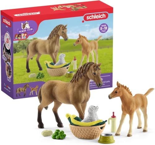 SCHLEICH Horse Club 42432 Sarahs Baby Pferde Set - Tierpflege Set mit...
