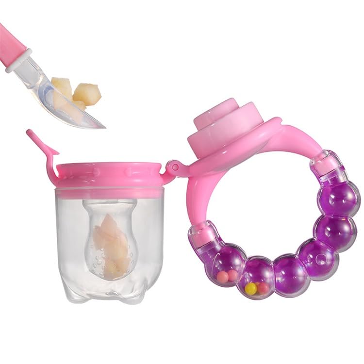 Image of Baby Skin Care Powder Talcum Puff Case Cum Container Box With Fruit Feeder Nibbler Teether For Babies /Kids /Toddler /New Born BPA Free (PATTERN 54)
