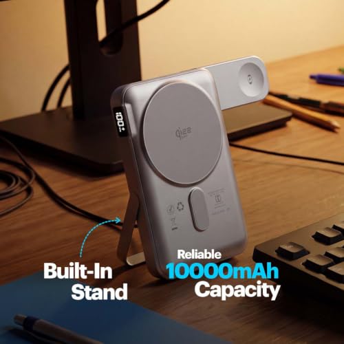 Image of Stuffcool Omni Pro Qi2.2 Certified 25W MagSafe Powerbank 10000mAh with Apple Watch Charger, 35W PD Fast Charging, Digital Display, Built-in Stand, Compatible with iPhone 17 /16 /15 /14 /13 & AirPods