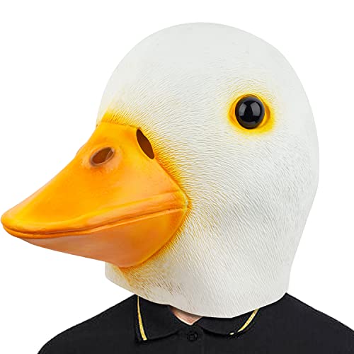 CreepyParty Masque de Canard Masques Réaliste en Latex Animal Tête Déguisement pour Halloween Fête Parade de Carnaval