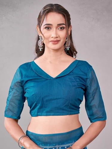 Image of Satrani Women's Chanderi Printed Saree with Unstitched Blouse Piece