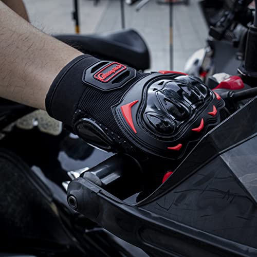 Singaro Motorcycle Gloves For Car Accessories, Knuckle Protection, Full Finger Touchscreen Motorbike Gloves For Bike Bicycle Cycling Road Racing, Racing Motorcycle Work Outdoor Sports - Red M #TOP6
