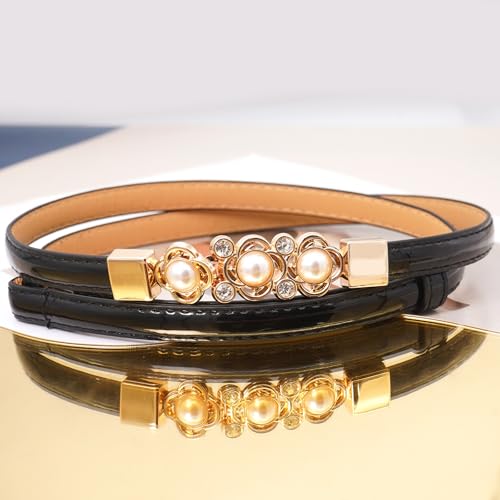 Women's Thin Leather Belt Adjustable Skinny Waist Belt for Dresses Jeans3
