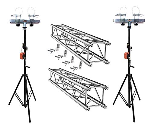 Two 11.6' Crank Up Stands With Two 6.56' Square Aluminum Truss Segments Package #TOP25