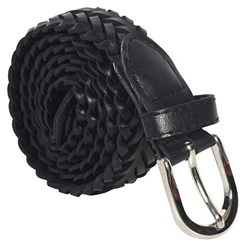 LB LEATHERBOSS Braided Casual Genuine Leather Belt - Black