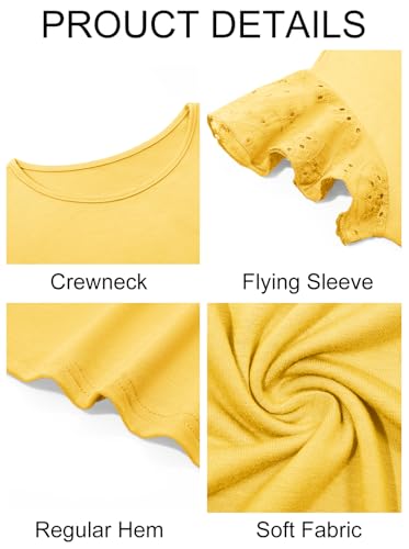 Image of Imily Bela Girls Ruffle Sleeve Shirts Crewneck Eyelet Tops 4-15 Years | Cute summer casual blouse, Soft breathable eyelet fabric with ruffle sleeves, Comfortable daily shirts for kids