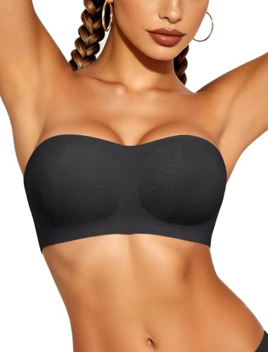Image of Vertvie Womens Strapless Bra Jelly Push Up Seamless Bandeau Bra Wireless Non Slip Silicone Tube Top Bras Padded Bralette