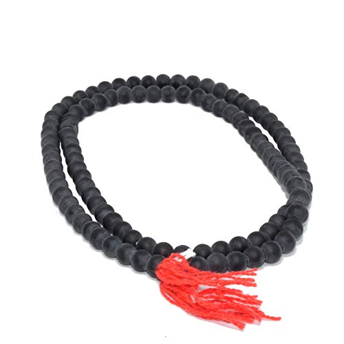 RUDRADIVINE Unique and Rare Collection 8 mm 108 Shaligram Stones Mala for Men and Women (Black)