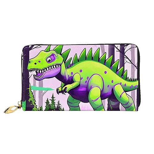 Grand portefeuille femme dinosaure au design zippé idéal pour organiser vos cartes
