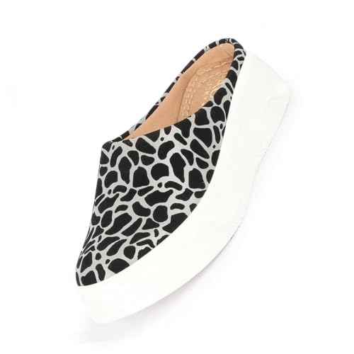 Image of FAUSTO Women's Fashion Outdoor Leopard Print Height Enhancer Open Back Slip On Casual Shoes